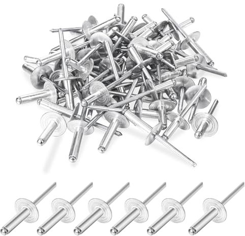 60 stycken aluminiumblindnitar, blindnitar aluminium nitar set, blinda nitar sortiment popnitar för plåt, industri, träbearbetning (4,8 x 16)