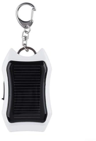 Alimentatore mobile a energia solare con cella solare monocristallina efficiente al 17%, batteria al litio da 1200 mAh, portachiavi compatto per uso esterno (bianco)