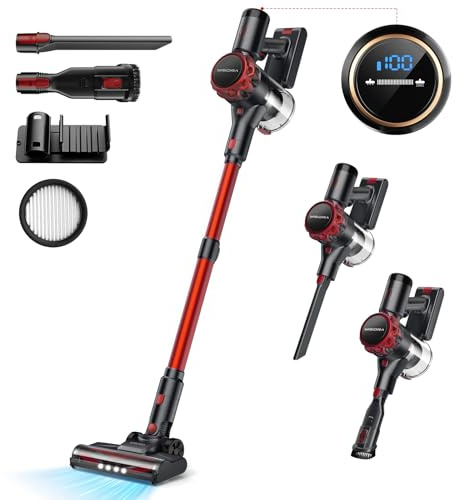 Aspirapolvere Senza Fili 40KPa, Aspirapolvere Senza Fili Mantiene casa, Autonomia 55 Minuti, Batteria Rimovibile, Aspirapolvere spazzola elettrica per Moquette/Peli di Animali Domestici/Pavimenti