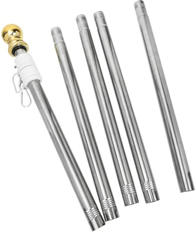 SUPVOX Mât De Drapeau Extérieur en Acier Inoxydable 190 Cm 5 Sections Tête Dorée, Mât Rotatif Antirouille pour Jardin Et Fêtes en Plein Air