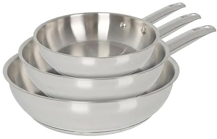 Quttin - Juego de Sartenes Caesar 20/24/28 cm Acero Inoxidable Triple Capa, Apto para Inducción, Gas, Vitro y Horno, Cocina Saludable sin Tóxicos