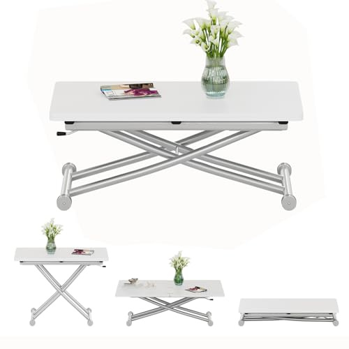 JEFFORDOUTLET Extendable Dining Table, Modern Height Adjustable Coffee Table with Expandable Table Top for Living Room,Dining Room