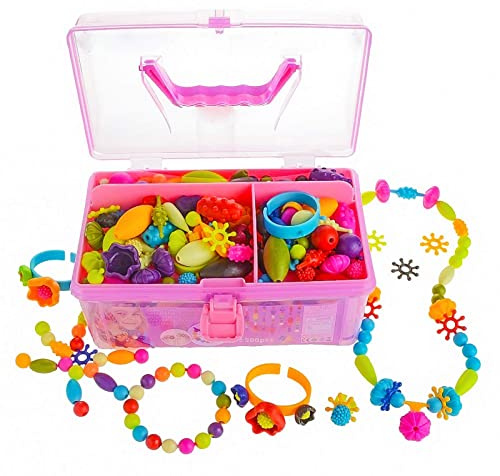 GILI Pop Beads - Jewelry Making Kit for 3 4 5 6 7 8 Year Old Little Girls - Arts and Crafts Toys for Kids Age 4yr-8yr - Necklace Bracelet Creativity Snap Set Top Best Christmas Birthday Gifts (500pcs)