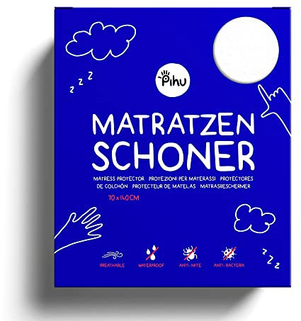 PIHU Matratzenschoner (Wasserdicht) - Baby Kleinkind Kind (Inkontinenzauflage) Matratzenschutz (Atmungsaktiv + Luftdurchlässig) Babybett Kinderbett - Schutzbezug für Matratze & Topper aus Baumwolle