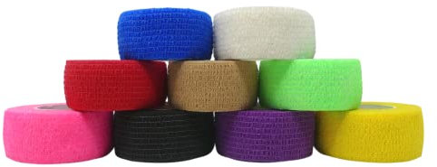 9er-Set Fingerverband | Pflasterverband Fingerpflaster | Pflaster ohne Kleber - Farbauswahl - 2,5cm x 4,5m - elastisch, wasserabweisend, kohäsiv (Bunter Mix).