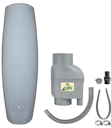Regentonne, Regenwassertonne, Regenfass, Säule - das schlanke Regen-Wasser-Fass! Kompakt und praktisch mit viel Volumen auf Kleinster Stellfläche (Granit-grau 700l mit Regenfilter T33 grau)