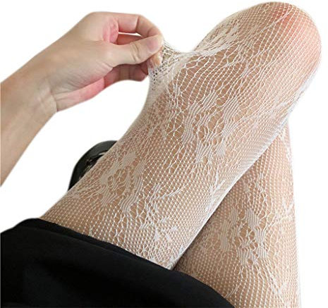 zrshygs Frauen Lolita Hollow Out Floral Spitze Strumpfhosen Netz Netz Kawaii Strumpfhosen Strümpfe