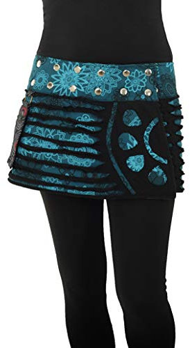 PUREWONDER Damen Wickelrock Kurzer Patchwork Minirock sk24 Design 4