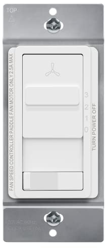 TOPGREENER Kalide Light Switch and 3-Speed Ceiling Fan Control Combo, in Wall Light and Fan Combination Switch, Single Pole, 2.5A, 720W, Neutral Wire Not Required, TGSFS3-W, White