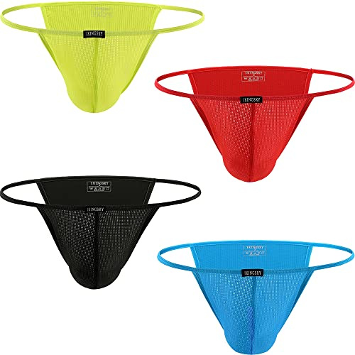 iKingsky Micro Slip Homme Taille Basse en Coupe Bikini sous-vêtements pour Homme (M, Pack de 4)