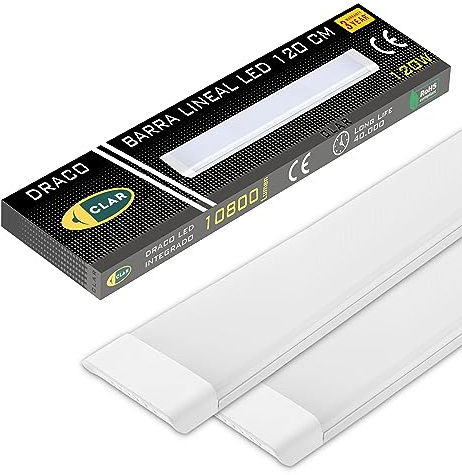 CLAR - Pantalla LED 120 cm, Luminaria Techo Cocina, Barra y Regleta LED 6500K (120W Pack 2)