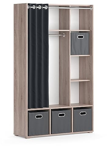 Vicco Kleiderschrank Luigi, Sonoma, 105.8 x 178.1 cm Mit Faltboxen (grau)