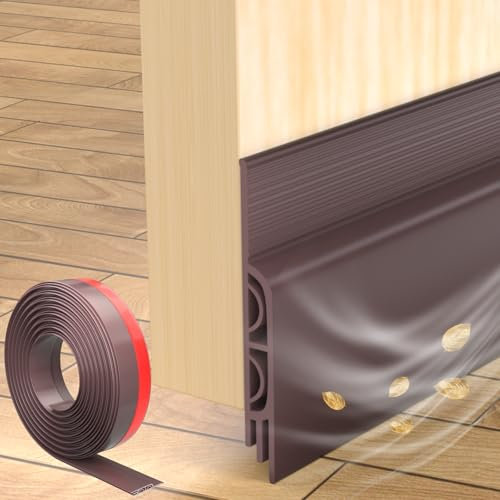Zugluftstopper für Türen,Türdichtung Unten Selbstklebend,Zugluftstopper Haustür,Windstopper Tür Dichtung,Türbodendichtung Luftzugstopper,Türluftstopper Türvorleger Zugstopper,Door Seal(1M,Braun)