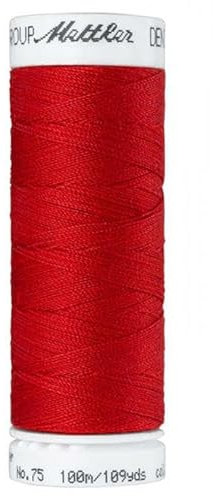 Mettler Denim Yarn 100m in Rot, speziell für Jeansstoffe und Jeansfarben. Baumwolle, Jeansgarn