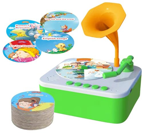 Gramophone Music Box, Storyteller Toy Phonograph, Vintage Music Player, Kids Story Gramophone, Interactive Gramophone Music Box Storytelling Experience Storytelling Cards for Children
