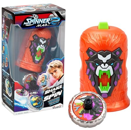 Bizak Spinner Mad 2 Shake 62006323-5 Toupie individuelle avec mécanisme avancé, Cooper Bear, Jouet de Combat pour garçons et Filles à partir de 5 Ans, 6 Styles différents à Collectionner