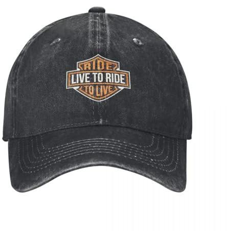 HFGAASSH Berretto da Baseball Live To Ride - Cool Divertente Moto O Biker Casco Design Snap Back Cappello Trucker cap per Ragazze Regali Sportivi per Le Vacanze degli Uomini