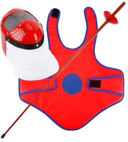 Kit di spada per pratica scherma - Attrezzatura da allenamento per bambini con gilet protettivo e maschera, pellicola di plastica da 98 cm con suono