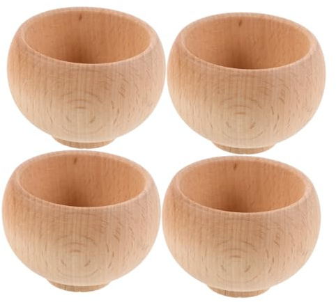 GARVALON 4 Cuencos De Madera Para Manualidades Base Para Alfiletero Base Para Alfiletero Japonés Cuenco De Madera Sin Terminar Para Manualidades De Costura