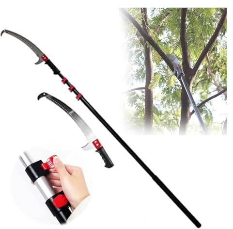 Pole Pruning Saw, Telescopic Tree Pruner, Long Reach Pole Pruning Saw, Extendable Tree Pole Pruner, Manual Tree Branches Pruner(5.4m/18FT)