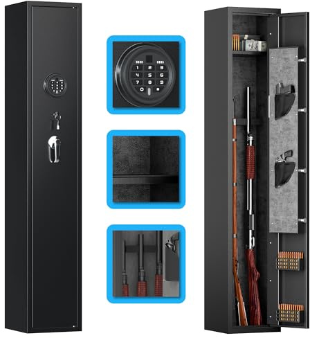 LOCENHU Haussicherräume für Gewehre und Pistolen, Ausgestattet mit LED-Licht und Alarmsystem, Digitaler Sperre, Schnellzugriff, geeignet für 1-3 Gewehre und 2 Pistolen