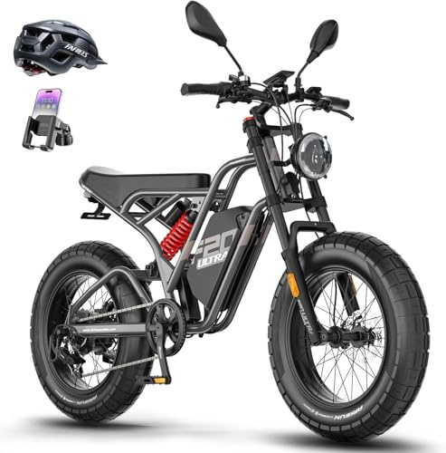 Fafrees Bici Elettrica F20 ULTRA, Fat Bike da 20 * 5,0 pollici, Batteria da 48V/25 Ah, Freni Idraulici, Mountain Bike Elettrica per Adulti Unisex, Autonomia 100 KM [Certificato L1e-B] (Nero)