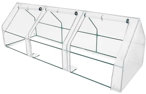Litet växthus, tomatväxthus med rullbara fönster, metallram, tidig bäddtunnel för balkong, trädgård, terrasser (270 x 90 x 90 cm)