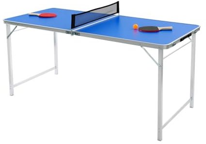 Fyssnn Mesa de ping pong plegable para interior y exterior, mesa de ping pong portátil con red, 2 raquetas y 3 pelotas, para jardín, oficina, escuela, familia, 152 x 67 x 70 cm