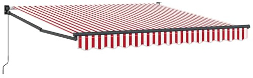 QJBSAVVA Tenda da sole retrattile rossa e bianca, 350 x 250 cm, con braccio articolato, con telaio in alluminio e tessuto in poliestere, per terrazza, balcone, giardino, protezione dagli sguardi