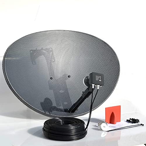 SSL Satellites 80CM Zone 2 Freesat HDR Satellite Dish DIY Self Installation Kit, Latest Dish with Quad LNB, 20 Meter Twin Black Coax Cable, All necessary Brackets, Bolts and SATELLITE FINDER