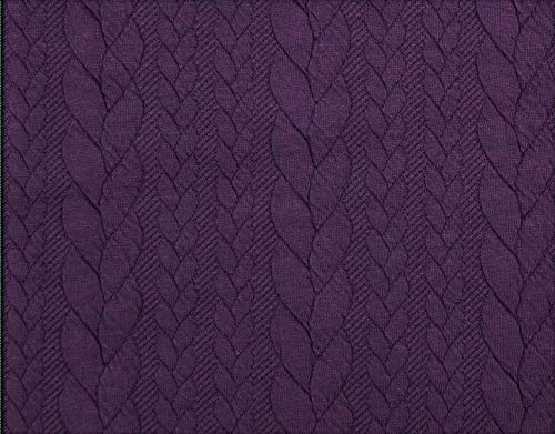 Zopfstrick Jacquard Jersey 0,5m Strickstoffe Winterstoffe - Stoffe Meterware (Aubergine)