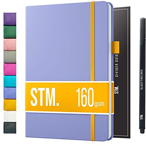 B5 Dotted Journal av Scribbles That Matter - Bullet Dot Grid Notebook - No Bleed Thick Fountain Pens Friendly papper - Inbunden med stor innerficka - Lavendel