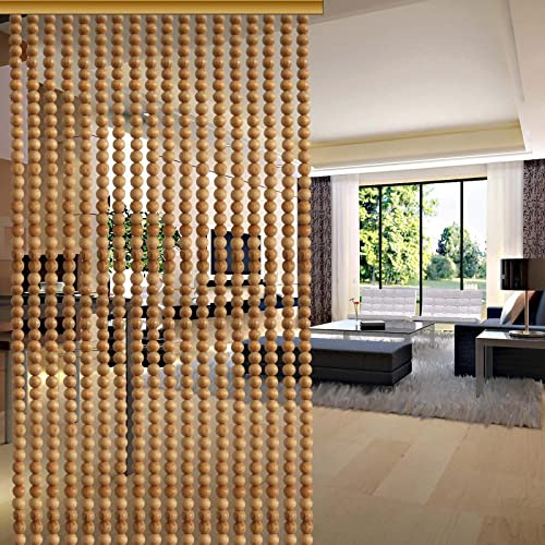Hilo Cortina de Abalorios de Divisor de Puerta Ventana, Cortinas de Cuentas de Madera Bambú, Cortinas de Panel Pantalla Partición para Separador de Habitaciones Salón Dormitorio Cocina Decoración