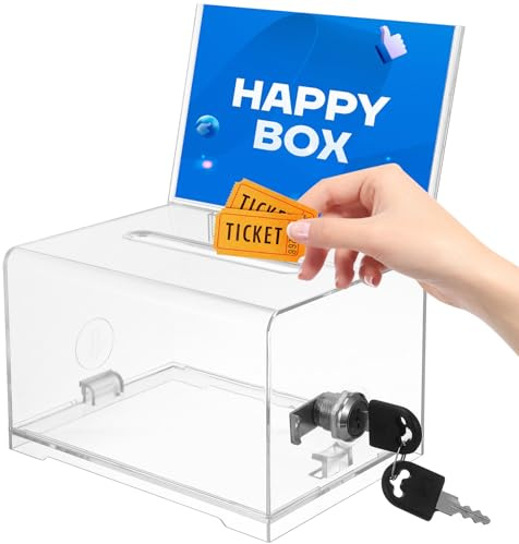 MAGICLULU Suggestion Box, 16X12 X10CM Acrylic Ballot Box for Fundraising