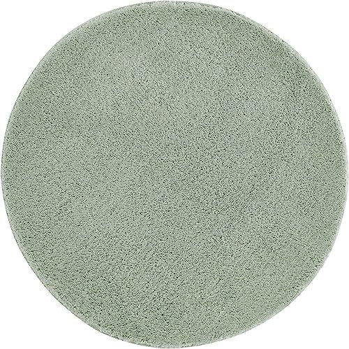 andiamo weicher Badezimmerteppich Arezzo - Badematte rutschfest, maschinenwaschbar und langlebig, saugfähiger Badteppich und Duschvorleger, 67 cm Rund, Salbeigrün