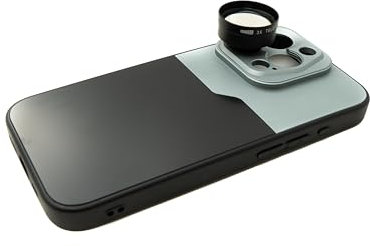 SYSTEM-S Zoom Lente 3X Tele Lente 37mm Filtro con Funda para iPhone 15 Pro en Negro Gris