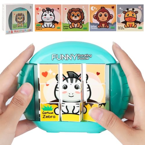 YAOZUP Puzzle 4 in 1 9 pezzi, puzzle 3D girevole Montessori, puzzle per bambini, giochi di pazienza, giocattolo educativo per motorie, puzzle per bambini, puzzle a incastro, regalo per bambini dai 2 3