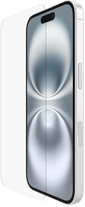 Belkin ScreenForce InvisiGlass iPhone 16 Screen Protector, scratch-resistant impact protection, easy align tray for bubble free application, made with recycled glass for iPhone 16, iPhone 15, 14 Pro