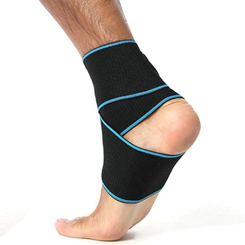 Aifrymne Adjustable Ankle Support Brace with Non-Slip Silicone Grip – Breathable, Elastic Nylon Material for Enhanced Athletic Performance, Fits Most Sizes, for Men and Women – Blue