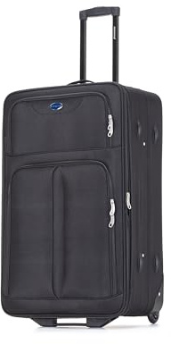 Aerostar Large 29” Lightweight Softshell Expandable Suitcase, Check in Luggage 2 Corner Wheels with Integrated Combination Lock (Black, 100 litres)