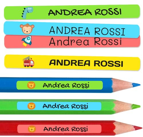 100 Etiquetas Adhesivas Personalizadas para lápices, bolis y rotuladores. Pegatinas escolares con nombre para marcar objetos, resistentes al agua para colegio y guardería, 4,6 x 0,6 cm