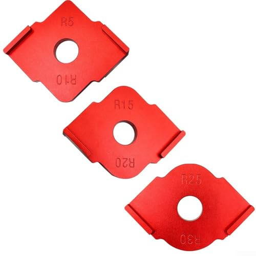 Lot de 6 gabarits de défonceuse à rayon pour le travail du bois – 6 pièces en alliage d'aluminium avec options de rayon R5, R10, R15, R20, R25, R30 pour le routage et le profilage des bords, 3 pièces