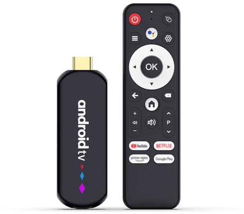 Android 14.0 TV Stick Android TV OS 4K Ultra HD,TV Stick Amlogic S905L3 Quad-Core 16GB WiFi6 2.4G/5.8Ghz BT5.0 4K AV1 Ultra HDR10+ BT5.0 Controllo vocale Smart Home Player
