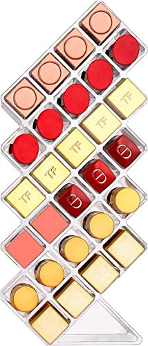 JessLab Organisateur de Rouge à Lèvres, Support de Rouge à Lèvres Acrylique Brillant à Lèvres Tour Organisateur de Maquillage Cosmétique Clair pour Comptoir de Vanité de Salle de Bain, 28 Fentes