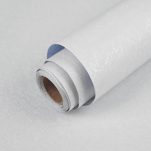 Abyssaly White Vinyl Wrap Self Adhesive Wallpaper Glitter Sticky Back Plastic Waterproof Peel and Stick Wallpaper Removable 40cm x 300cm for Decoration Furniture Worktop Covering