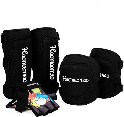 Knee Pads for Kids/Youth/Child, Soft Knee Pad Elbow Pads with Bike Gloves, Toddler Safety Protective Gear Set for Roller Skates Cycling BMX Bike Skateboard Inline Skatings Scooter Riding Sports