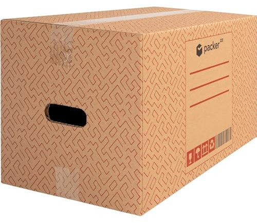 packer PRO Lot de 10 Boîtes en Carton pour Déménagement et Rangement avec Poignées, Carton Ultra Résistant, 500 x 300 x 300 mm