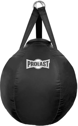 PROLAST Wrecking Ball Heavy Punching Bag for Adults, Hook and Uppercut, Body Snatcher, Boxing, MMA, Muay Thai Training Equipment, Unfilled, 65 lbs, Classic Logo, Black/Black