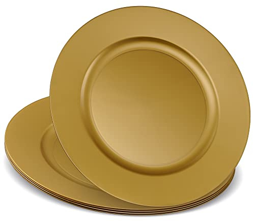 ELEGANT DISPOSABLES 13'' Party Chargers Large Plates & Platters Great for Elegant Party's Weddings Tableware Great for Serving dish Gold Pack of 6