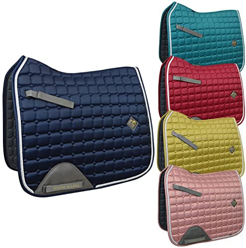 Tosoni Selleria, Dressur Schabracke Luxury, Weiche und Widerstandsfähige Schabracke, Unverzichtbar, um das Pferd vor Traumata und Übermäßigen Stößen zu Schützen, Nüchtern und Elegant (Full, Bordeaux)